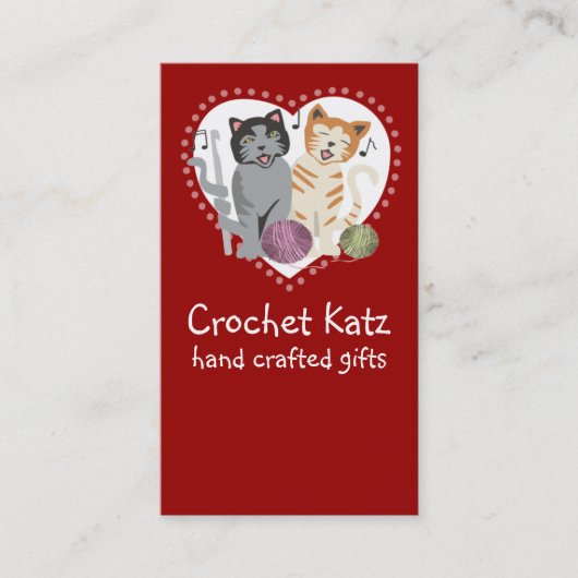 Visitekaartje voor aangepaste gehaakte haakjesgare (Voorkant)