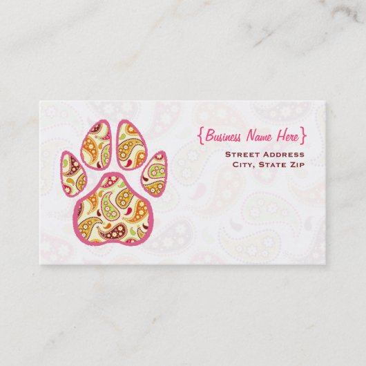 Visitekaartje voor afdrukken van Pawpag (Voorkant)