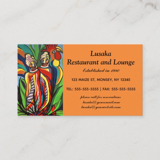 Visitekaartje voor Afrikaanse schilderijen (Voorkant)