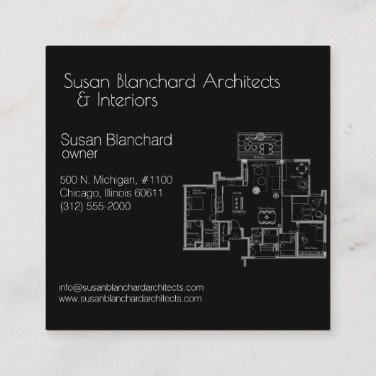 visitekaartje voor architect en interior designer (Achterkant)