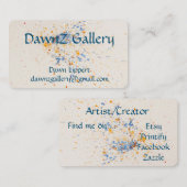 Visitekaartje voor artistieke Waterverf (Voorkant / Achterkant)