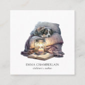 Visitekaartje voor auteur van puppy- en boekenkind (Voorkant)