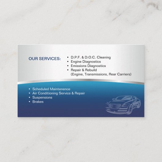 Visitekaartje voor Autodiensten (Achterkant)
