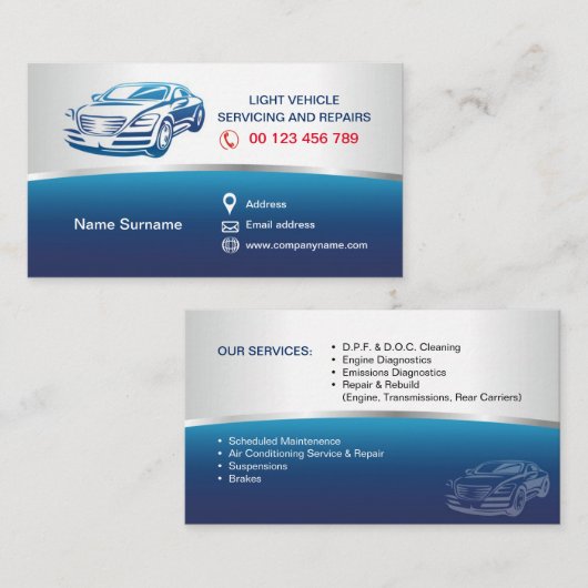 Visitekaartje voor Autodiensten (Voorkant / Achterkant)