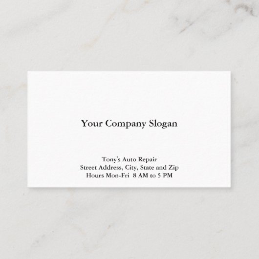 Visitekaartje voor automatische reparatie (Achterkant)