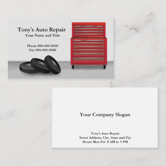 Visitekaartje voor automatische reparatie (Voorkant / Achterkant)