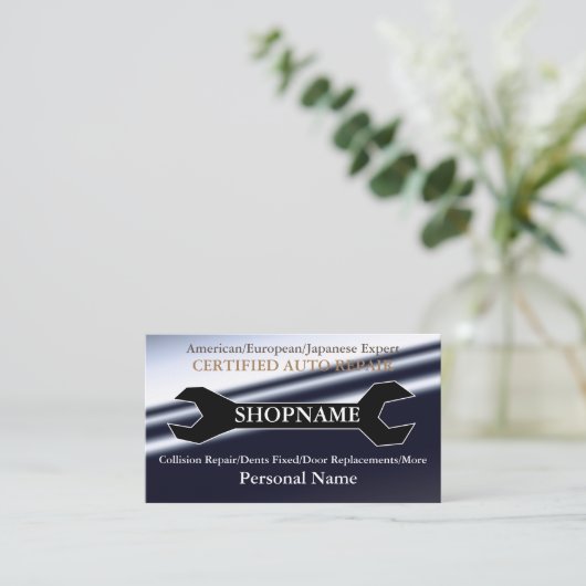 Visitekaartje voor automatische reparatie van wink (Staand voorkant)