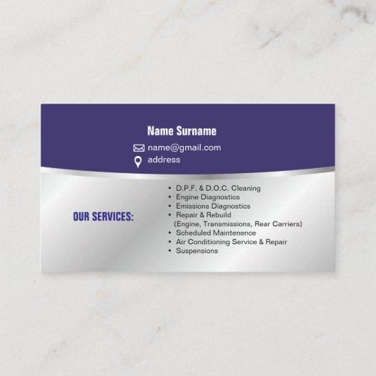 Visitekaartje voor automatische services (Achterkant)