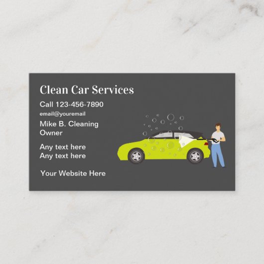 Visitekaartje voor autoreiniging en -informatie (Voorkant)