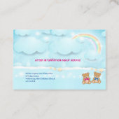 Visitekaartje voor babysitter en kinderopvang (Achterkant)