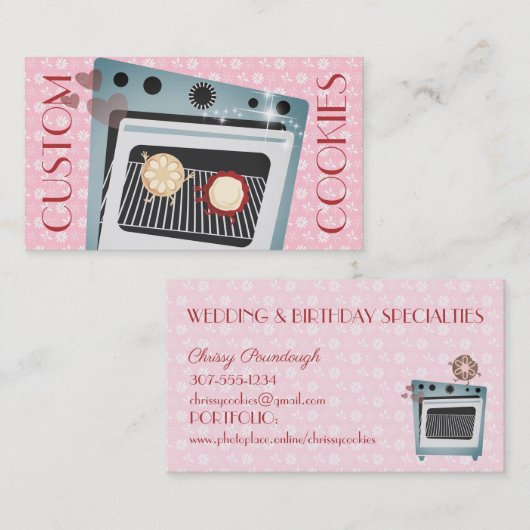 Visitekaartje voor bakkerij, in koekjes of bakkeri (Voorkant / Achterkant)