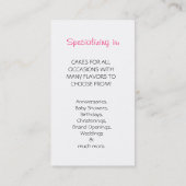 Visitekaartje voor bakkerijen of bakkerijen (Achterkant)