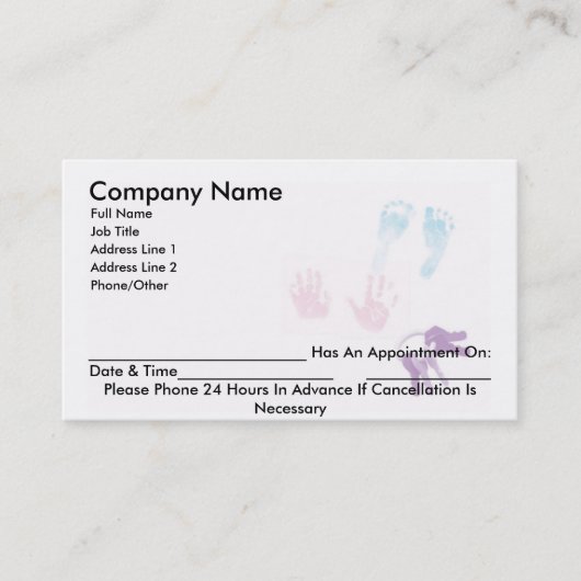 Visitekaartje voor benoeming afsprakenkaartje (Voorkant)