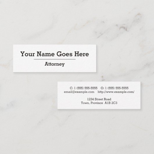 Visitekaartje voor beroepsprocureur (Voorkant / Achterkant)