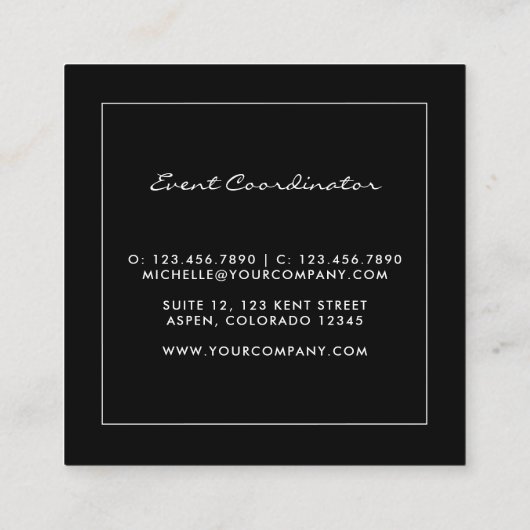 Visitekaartje voor Black and Gold Square (Achterkant)