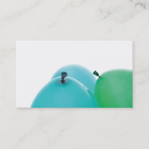 visitekaartje voor blauwe en groene ballonnen