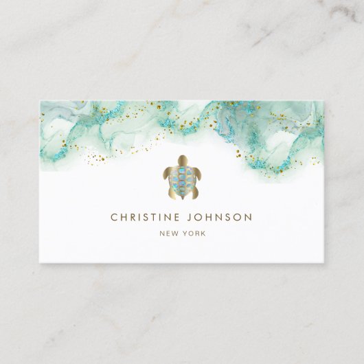 visitekaartje voor blauwgroen zeeen schildpad (Voorkant)