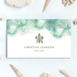 visitekaartje voor blauwgroen zeeen schildpad