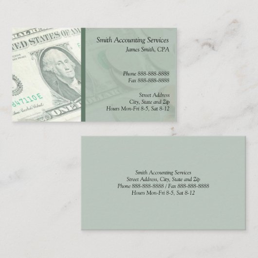 Visitekaartje voor boekhoudkundige diensten (Voorkant / Achterkant)