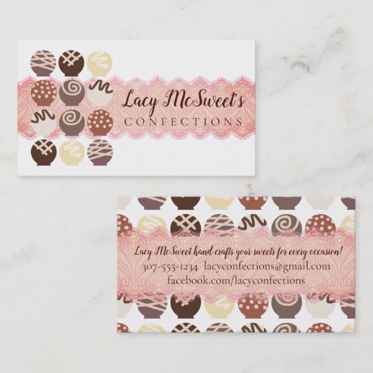 visitekaartje voor bonbons en bonbons (Voorkant / Achterkant)