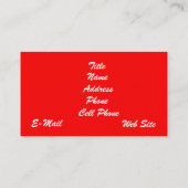 Visitekaartje voor brandbeveiliging, aanpasbaar (Achterkant)