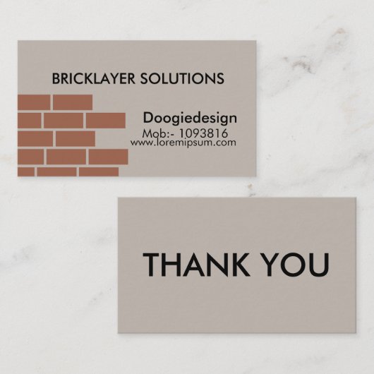 Visitekaartje voor Bricklayer Company (Voorkant / Achterkant)