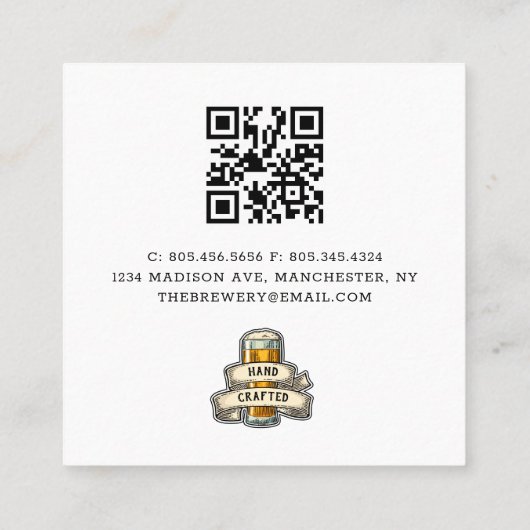 Visitekaartje voor brouwerij van balie (Achterkant)