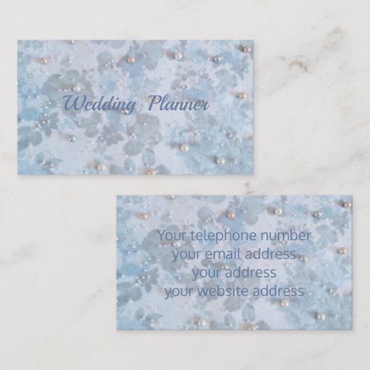 Visitekaartje voor bruiloft met parels (Voorkant / Achterkant)