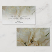Visitekaartje voor bruiloft - Witte rozen (Voorkant / Achterkant)