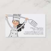 Visitekaartje voor catering van dameskok, zwart ha (Achterkant)