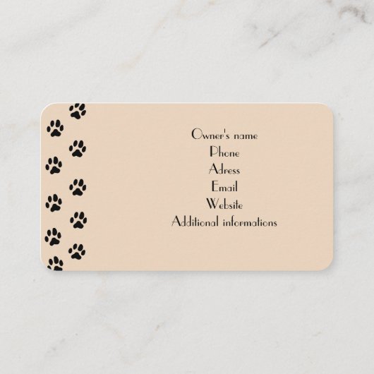  Visitekaartje voor cattery beige kleur (Achterkant)