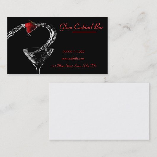 Visitekaartje voor colbertaart van glas (Voorkant / Achterkant)