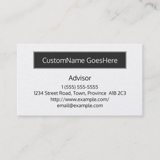 Visitekaartje voor conservatief advies en basisadv (Voorkant)