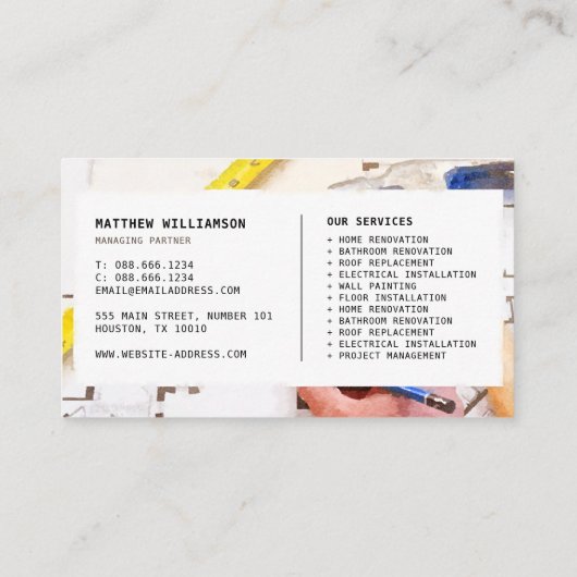 Visitekaartje voor constructie - Plan, tapemaatreg (Achterkant)