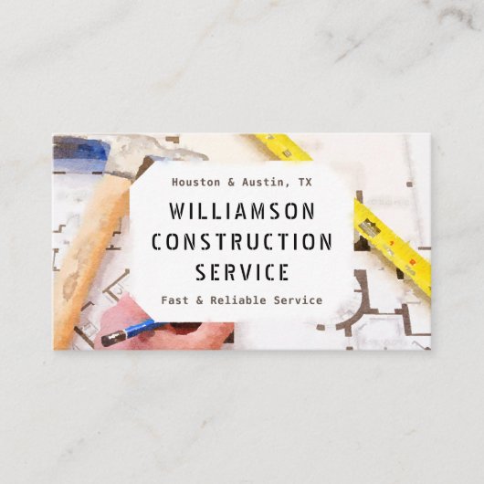 Visitekaartje voor constructie - Plan, tapemaatreg (Voorkant)