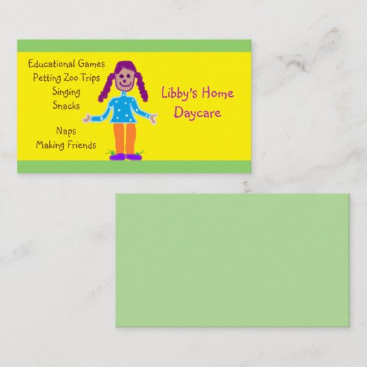 Visitekaartje voor dagopvang -  (Voorkant / Achterkant)