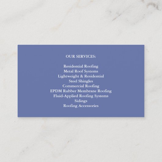 Visitekaartje voor dakbedekking (Achterkant)