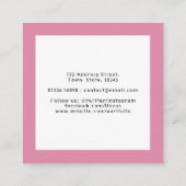 Visitekaartje voor de bakkerij van roze taart (Achterkant)