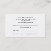 Visitekaartje voor de benoeming van oftalmoloog afsprakenkaartje (Achterkant)