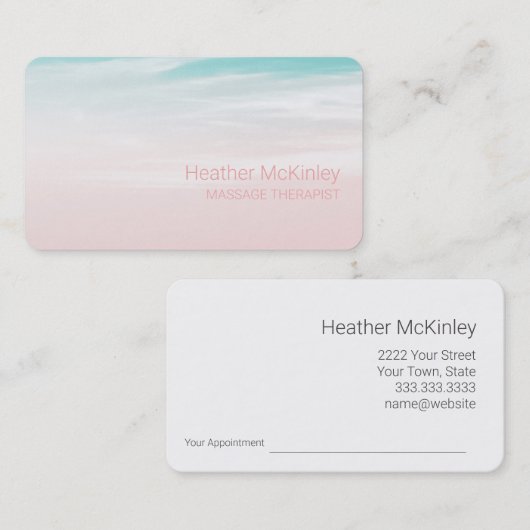 Visitekaartje voor de benoeming van Serene Blue Sk Afsprakenkaartje (Voorkant / Achterkant)