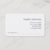 Visitekaartje voor de benoeming van Serene Blue Sk Afsprakenkaartje (Achterkant)