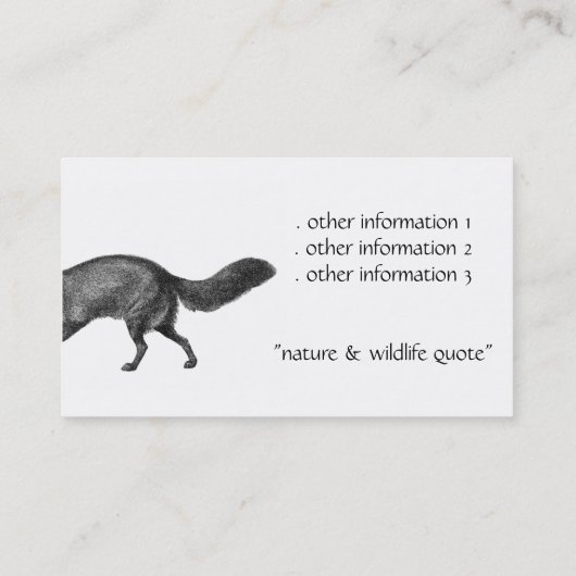 Visitekaartje voor de bescherming van in het wild  (Achterkant)