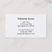 visitekaartje voor de bestuiving van honingbijen (Achterkant)