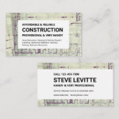 Visitekaartje voor de bouw - blauwdruk voor wit (Voorkant / Achterkant)