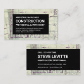 Visitekaartje voor de bouw - blauwdruk voor zwart (Voorkant / Achterkant)