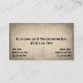 Visitekaartje voor de bouw van aannemers (Achterkant)