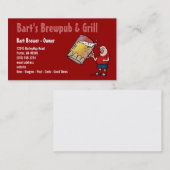 Visitekaartje voor de Cartoon van bier voor Bar Pu (Voorkant / Achterkant)