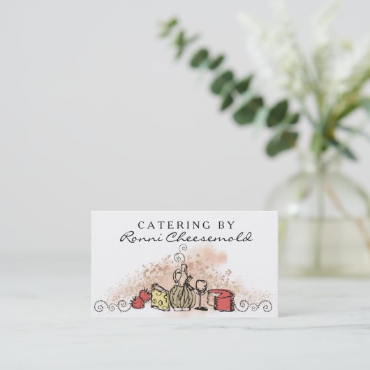 visitekaartje voor de catering van kaaswijn (Staand voorkant)