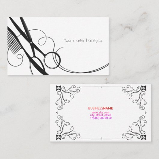 Visitekaartje voor de hoofdhairstijlen (Voorkant / Achterkant)