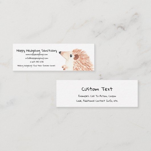visitekaartje voor de redding van egel of exotisch (Voorkant / Achterkant)